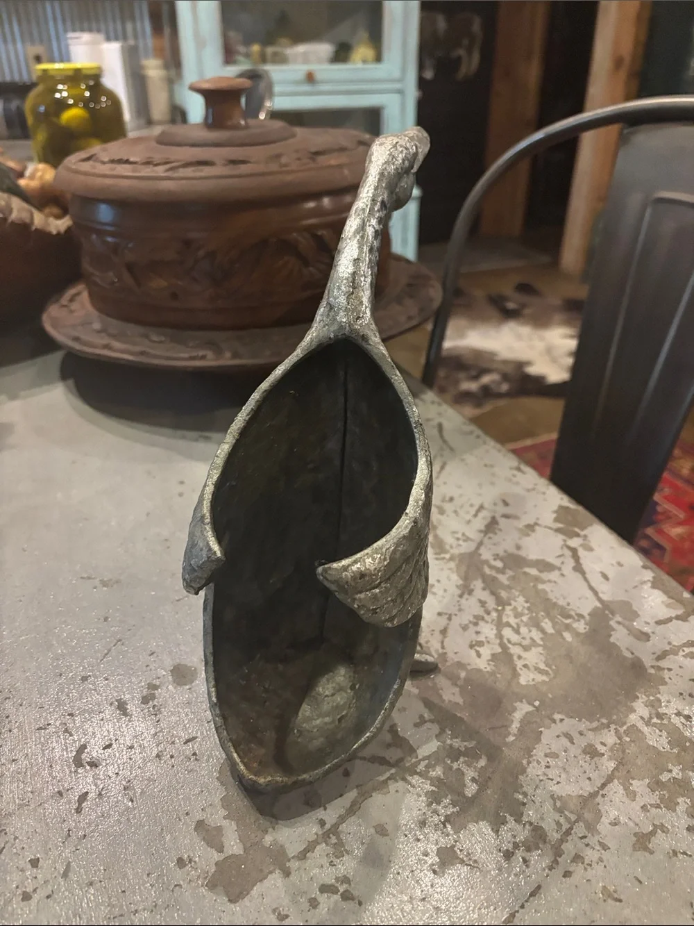 Decorative silver pewter Duck Bottle Holder
